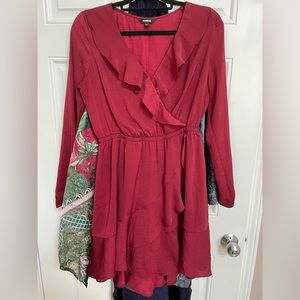 Frilly red Express mini dress, size M